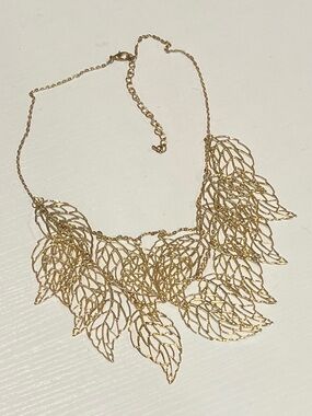Gold Leaf Cutout Statement Necklace - Women Jewelry